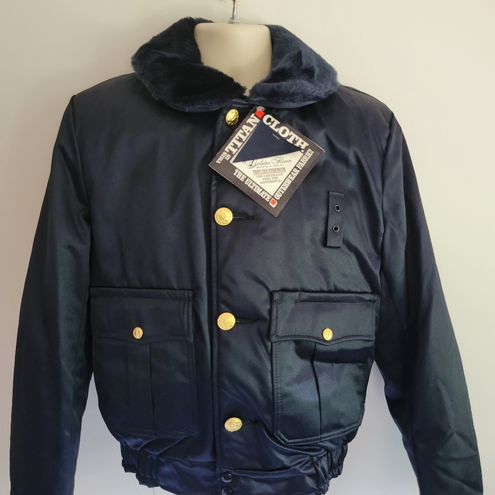 Police Coat Jacket  Vintage Quality Fur Warm Many Sizes Navy Blue